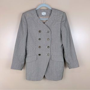 Vintage Emily Houndstooth Black & Cream Double Breasted Jacket Blazer 10